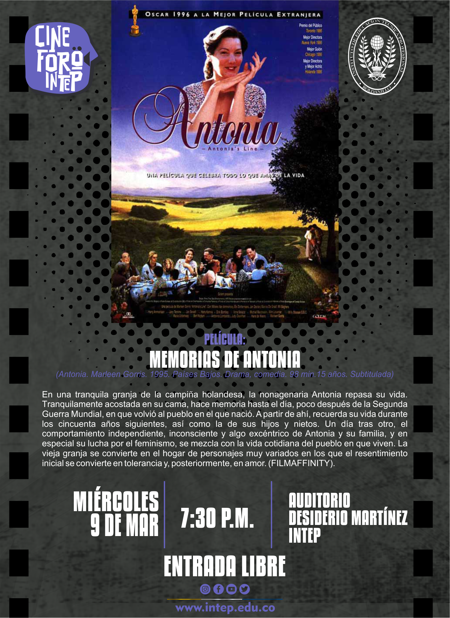 CINE FORO INTEP: PELÁCULA MEMORIAS DE ANTONIA