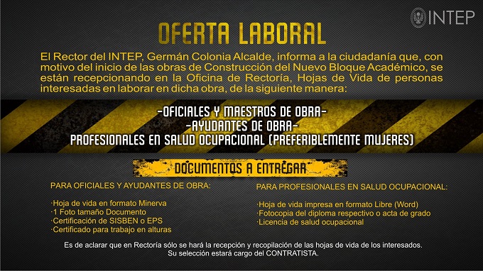 Oferta laboral - Obras de Construcción del Nuevo Bloque Académico