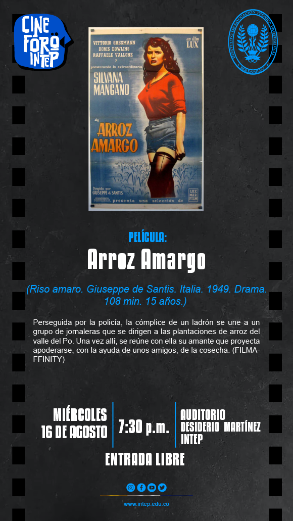 CINE FORO INTEP. Película: Arroz amargo