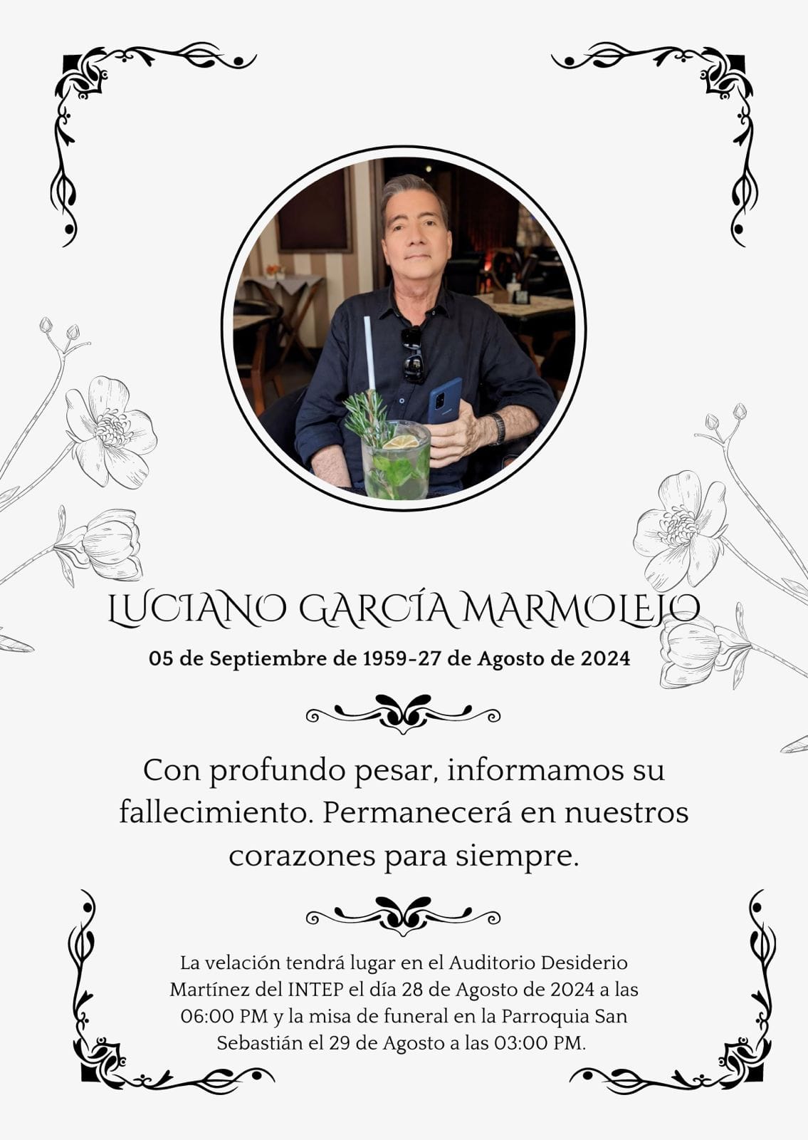 Invitación a Velorio y Sepelio