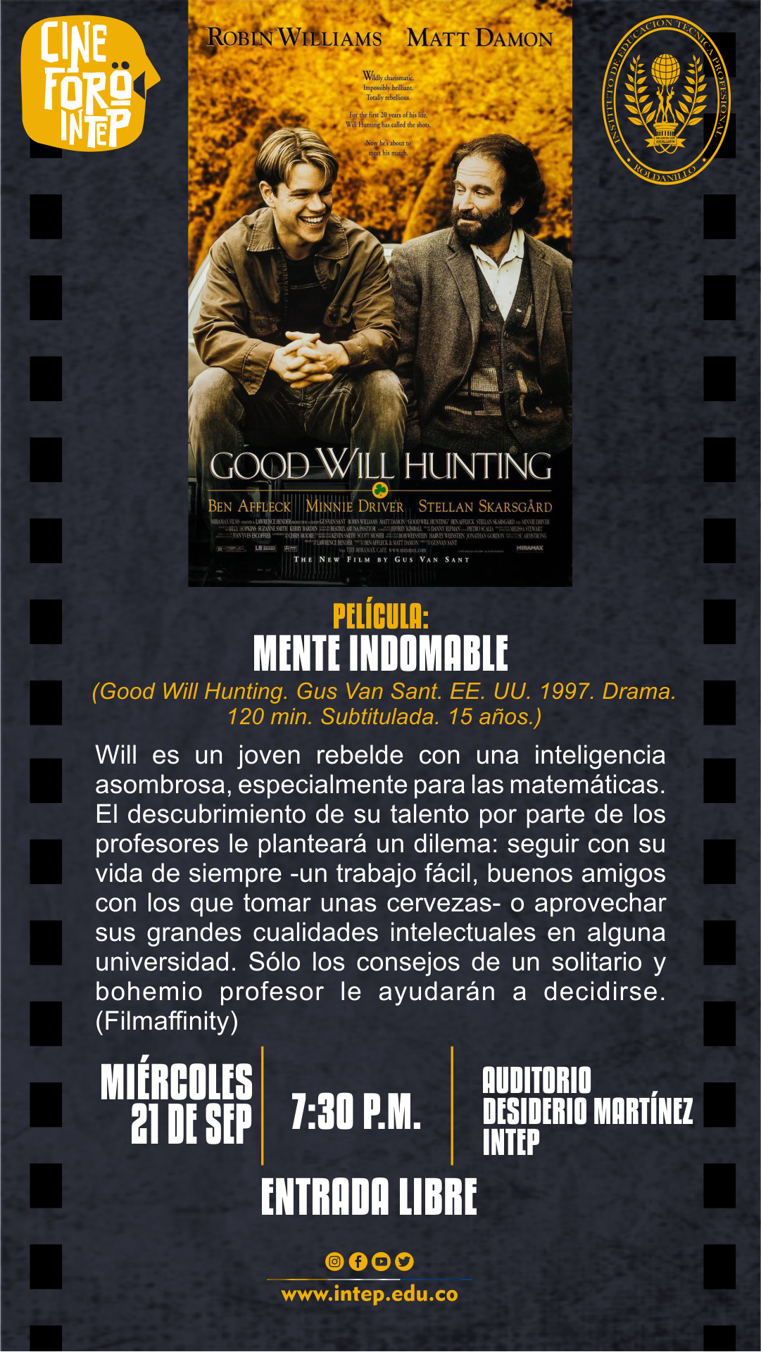 CINE FORO INTEP   Película: Mente Indomable