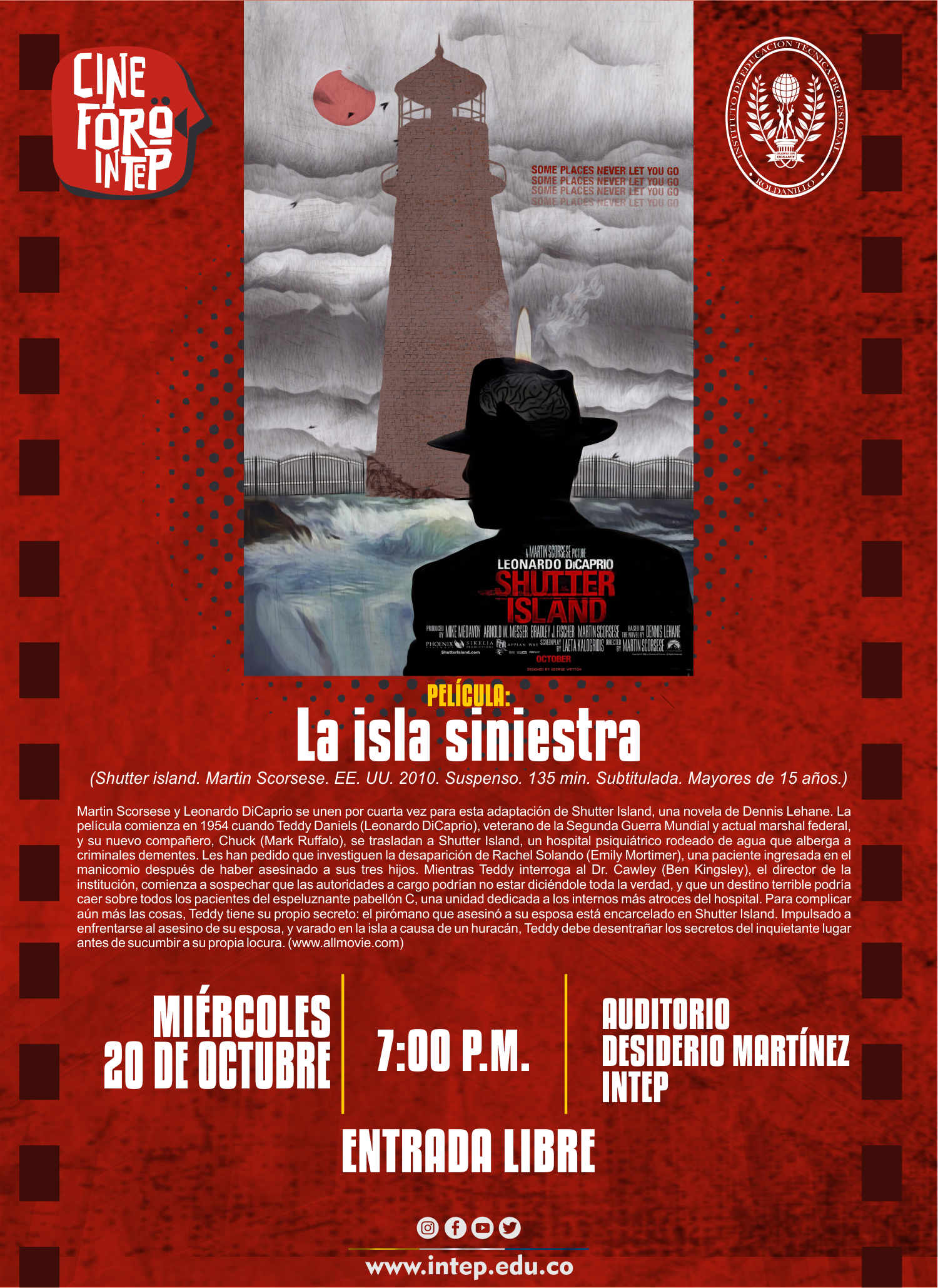 CINE FORO INTEP: PELÁCULA LA ISLA SINIESTRA